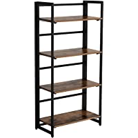 VASAGLE Librerias- Estantería Plegable Vintage- Estantería de 4 Niveles- Estantería Multifuncional- Fácil Montaje- con…